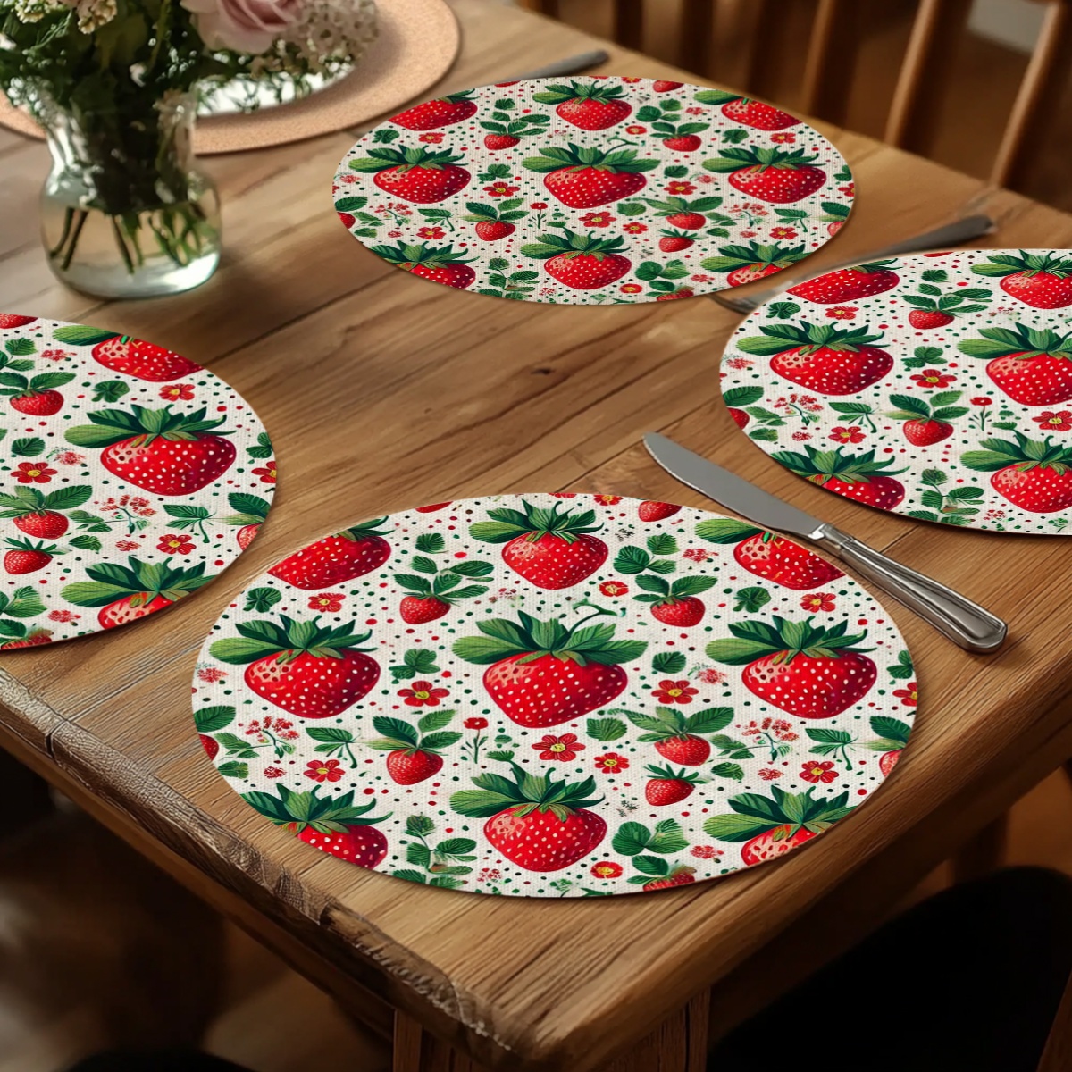 Commercial Printing & Packaging Pvt Ltd - 4PCS 2D flat print, strawberry themed