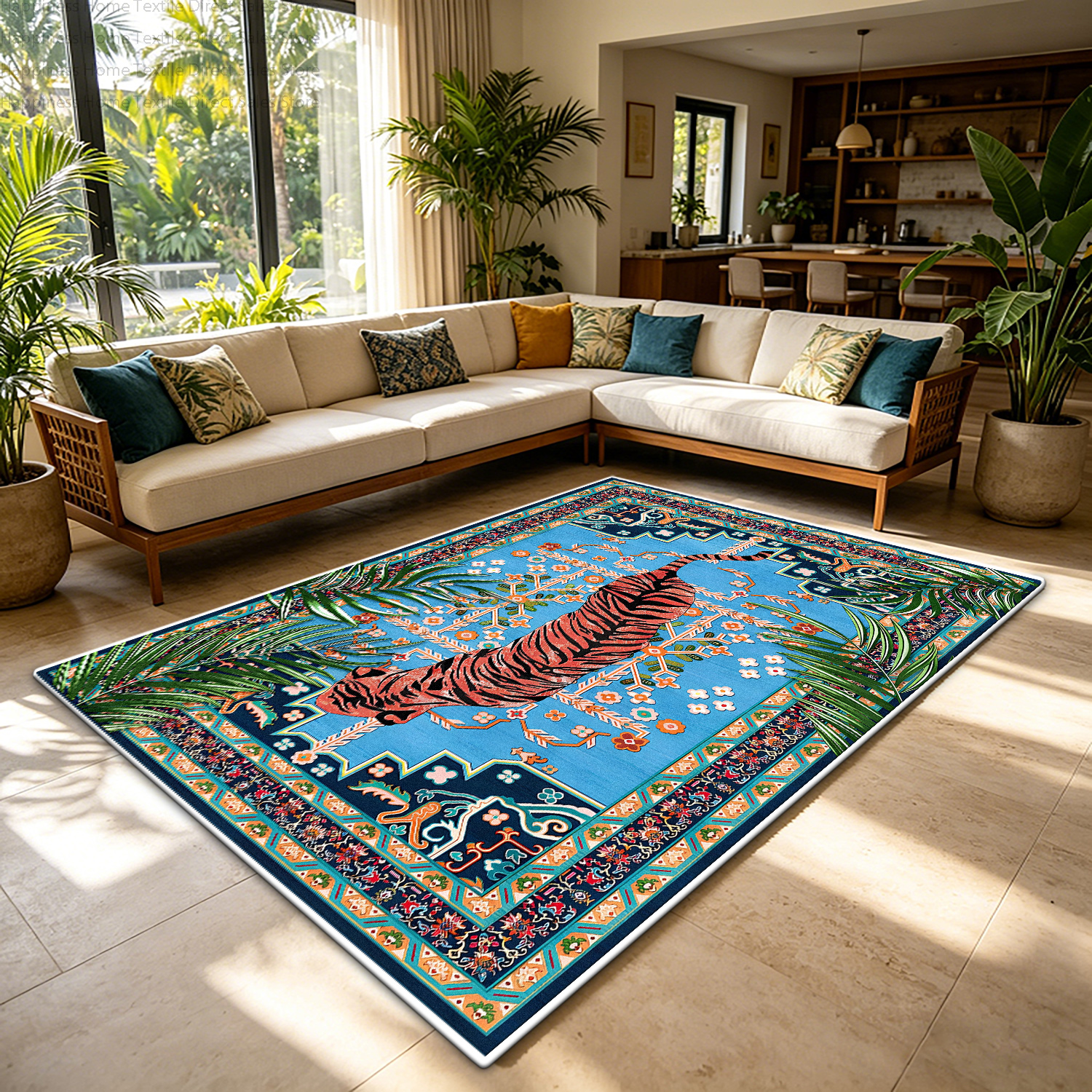 Wholesale Commercial Printing - Retro Jungle Tiger Print Living Room