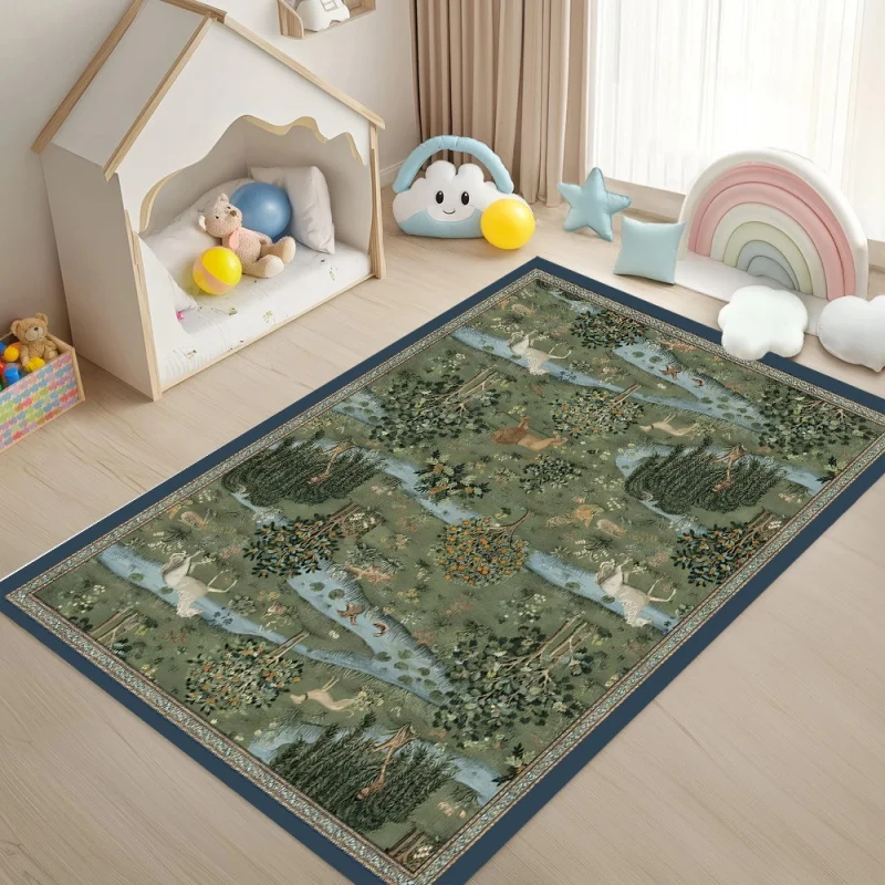 Commercial Printing Machine - Medieval Forest Tapestry Area Rug Vintage