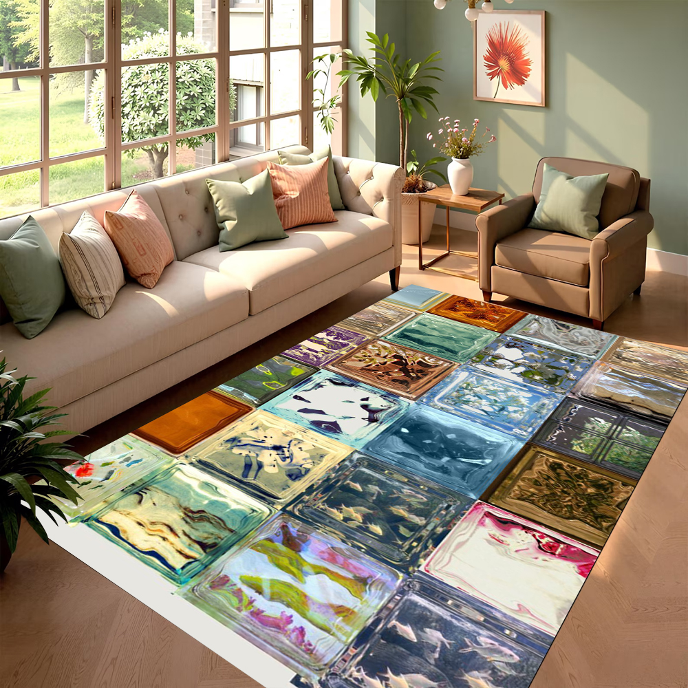 Creative Plaid Printed Carpet  – Commercial Glass Printing recenzja i cena