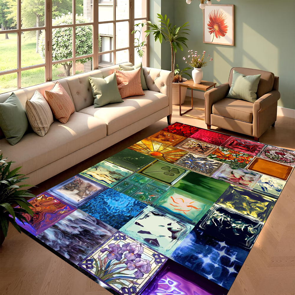 Creative Plaid Printed Carpet  – Commercial Glass Printing recenzja i cena