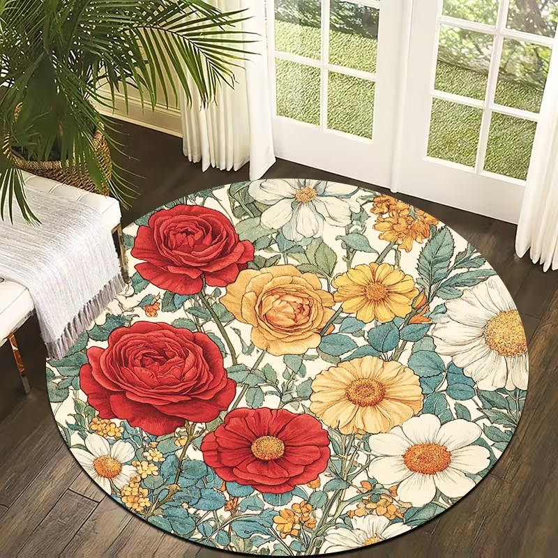 Dark Green Poppy Floral Round  – Wholesale Commercial Printing recenzja i cena